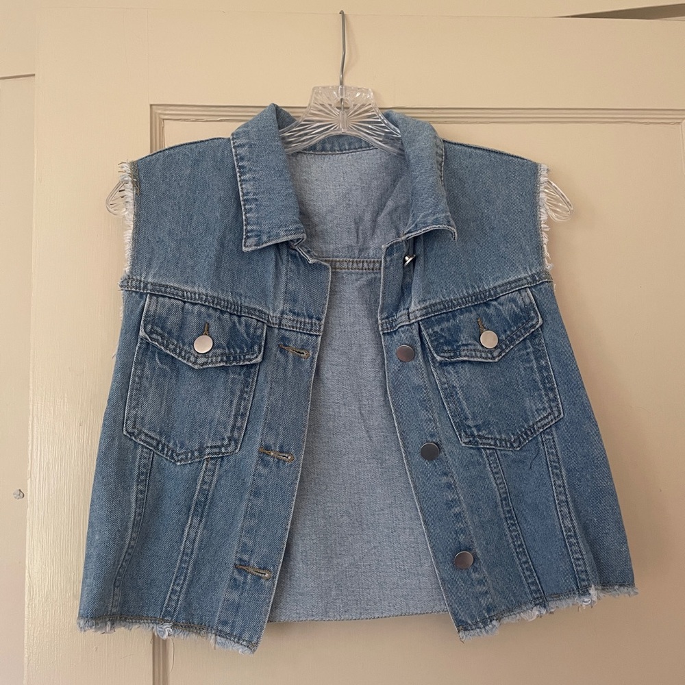 Casual Light Blue Denim Vest